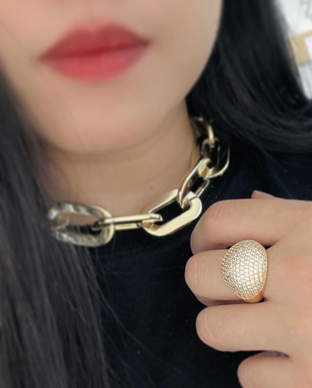 anello bomber strass